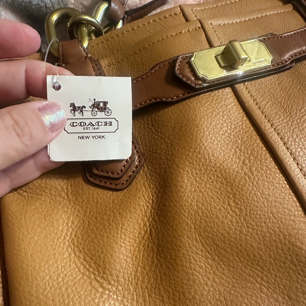 Coach Brown Leather Tote with Gold Hardware